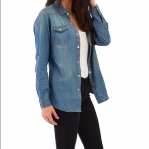 Denim Long Sleeve Blouse